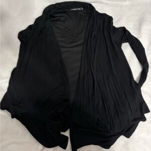Black Cardigan with Faux Leather Back. Limité. Size Small.